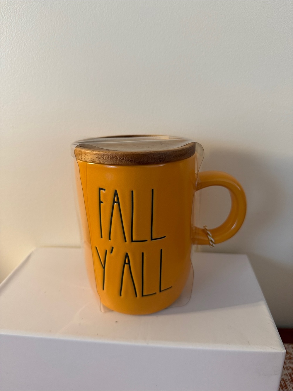 Orange "Fall Y'all" Ceramic Mug with Wood Lid